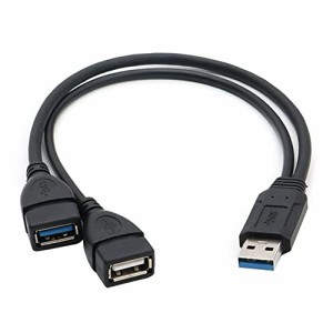 USB to 2*USB アダプタ USBオス to USB3.0メス/USB2.0メス デュアルチャージングポート/シングルデータ転送ポートUSBスプリッターアダプ