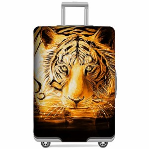 GANNEPIE スーツケースカバー洗える旅行荷物保護器タイガープリントスーツケースカバー22〜25インチ用