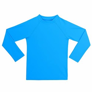 [ESTAMICO] キッズ 長袖 ラッシュガード Tシャツ UVカットUPF+50 子供用 水着 水陸両用（ブルー・110cm/4T）