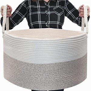 YOSTORYA 大型収納バスケット コットン ロープ 織り 大容量83L 洗濯かご ランドリーバスケット-直径55*高さ35？ キッズ 服 赤ちゃん部屋 