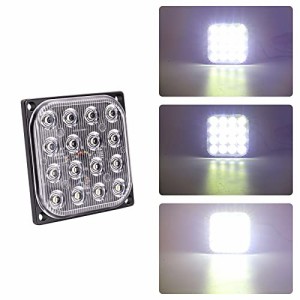 YnGiaトラック トレーラー サイドマーカー 12V 警告灯 LED 点滅マーカー 16LED ストロボライト 防水 ホワイト 緊急ライト 車 フラッシュ