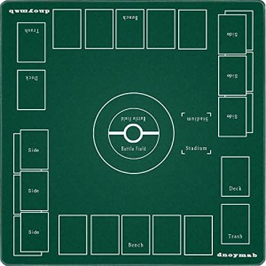 Dnoymab フルサイズ プレイマット カードゲーム 厚さ3mm ラバー プレイマット 2人用 滑り止め 収納バッグ き 60×60cm (緑)