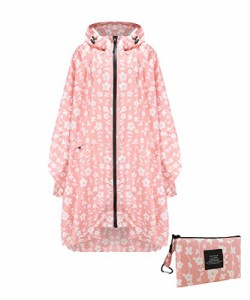 Hiheart レインポンチョ レディース レインコート収納袋2点セット 女性用 大人 雨合羽 雨具 収納バッグ付き 自転車用 お揃い 梅雨対策 