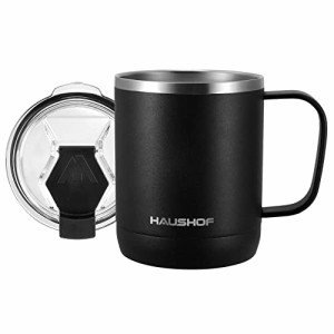 HAUSHOF ステンレスマグカップ 真空断熱コーヒーカップ ふた付き 300ml 保温・保冷カップ 二重構造 携帯マグ タンブラー マグボトル コン