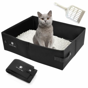 Athvcht ポータブル 猫トイレ 45×35×13cm 猫トイレ 本体 折り畳み 猫 防災 避難用 車載にも適用 収納可能 消臭 猫・小型犬用【軽量/コ