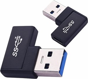 Leehitech USB変換アダプタ USB L字型直角変換アダプタ USB C メス から USB3.0 Aオス変換アダプタ 10Gbps 高速データ伝送アダプタ 急速