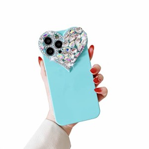 CrazyLemon 適用 i Phone 13 ケース おしゃれ かわいい ハート デザイン 贅沢 キラキラ ラインストーン 付き カメラ 保護 女性 人気 ソフ