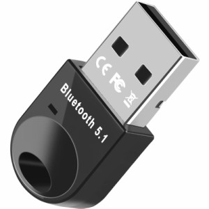 GUROYI Bluetooth 5.1 USBアダプタ Bluetooth5.1技術 超小型 ブルートゥース子機 PC用/ナノサイズ/Ver5.1/ Bluetoothアダプタ 最大通信距