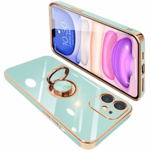 i Phone11 ケース リング付き アイフォン11 リング カバー 耐衝撃 TPU メッキ加工 360°回転 スタンド機能 車載ホルダー ストラップホー