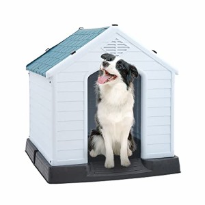 犬小屋 中小型犬用 犬舎 組立式 ペットハウス プラスチック製 防風 防雨 通気性 換気 さびない 組立簡単 洗えるド 家庭/テラス/裏庭/室内