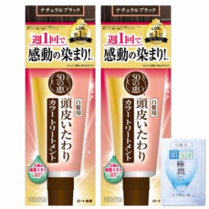 50の恵 頭皮いたわりカラートリートメント ナチュラルブラック 2個セット(白髪染め 酸化染料フリー)+極潤サシェット付