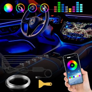 【第２世代】車 LEDライト 車内 アンビエントライト USB式 雰囲気ライト 8色切替 RGB 車用LEDテープ インテリアライト 音に反応 多種モー