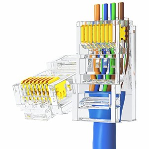 RJ45 コネクタ 貫通 CAT6 UTP (10個入) 保護カバー付【AMPCOM】lanコネクタ 貫通型 パススルー rj45 モジュラープラグ 8P8C 非シールド 1