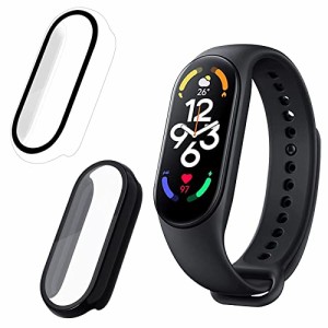 Seltureone【2個】xiaomi smart band 7保護ケース 充電対応 PCフレーム+強化ガラスフィルム 一体化 高速反応 脱着簡単 耐衝撃 傷防止 変