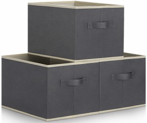 ASXSONN 収納ボックス 3個セット 幅40×奥行30×高さ26cm 折り畳み 収納ケース 引き出し 大容量 収納 ボックス 取っ手付き クローゼット 