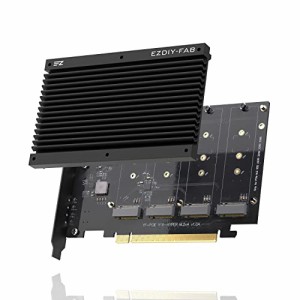EZDIY-FAB Quad M.2 PCIe 4.0/3.0 X16 拡張カード、ヒートシンク付き, PCI-Express X4対応, Intel プラットフォームの RAID-on-CPU (VROC
