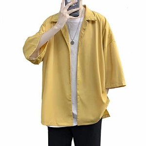 FLYSHION メンズ シャツ 夏服 五分袖 ポケット 無地 カジュアル シャツ 吸汗速乾 大きいサイズ オックスフォード シャツ メンズ 夏服