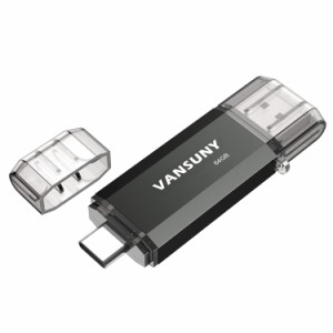 Vansuny USBメモリ 64GB タイプC フラッシュドライブ 2in1 OTG USB 3.0 + USB Cメモリスティック デュアルType C 64ギガ USBサムドライブ