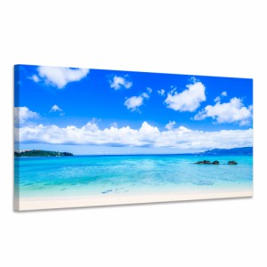 アートパネル 絵画 青い海 ポスター 風景画 壁掛け 室内装飾 木枠付きの完成品 (40x80cm x1Pcs)