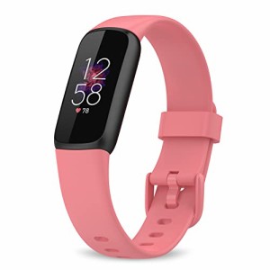 バンド 対応 Fitbit Luxe 、防水性、ソフトなスポーツベルト換えバンド Sサイズ (赤)