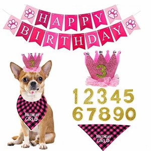 ペット 誕生日帽子 よだれかけ 飾り付け 犬猫 誕生日帽子バンダナ ペットグッズ おしゃれ 記念日 4点セット 青 ピンク プレゼント 王冠 