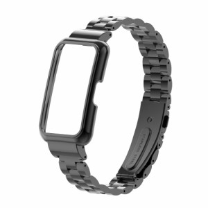 [通用] For HUAWEI Band 7 専用バンド 時計バンド 金属 ベルト高硬度 交換バンド HUAWEI Band 7 ベルト 工具付属 長さ調整可能 (ブラック