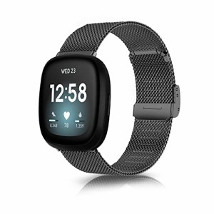 HeeNia Fitbit Versa 4/Fitbit Versa 3/Fitbit Sense 2/Fitbit Sense 対応 バンド 金属ベルト ステンレス製 替えベルト 長さ調節可能 