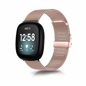 HeeNia Fitbit Versa 4/Fitbit Versa 3/Fitbit Sense 2/Fitbit Sense 対応 バンド 金属ベルト ステンレス製 替えベルト 長さ調節可能 