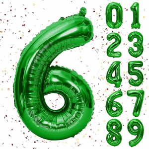 誕生日 バルーン6 緑 数字 ナンバーバルーン 大きい 記念日 お祝い ハッピーバースデー 風船 パーティー 飾り付け アルミ風船（みどり 6