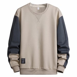 KOTRBOY tシャツ メンズ 長袖 メンズ 秋服 大きいサイズ カジュアル 丸襟 柔らかい パーカー メンズ おしゃれ khaki-XL