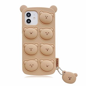 YUYIB i Phone11 用 ケース シリコン かわいい キャラクター くまちゃん 立体効果 耐衝撃 傷防止 レンズ保護 ソフト 携帯カバー アイフォ