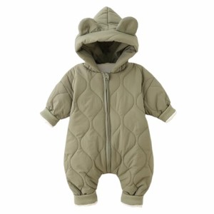 Baby nest ベビー服 ジャンプスーツ カバーオール クマ 長袖ロンパース コート 防寒 秋冬用 男の子 女の子 緑 80 9-12ヶ月