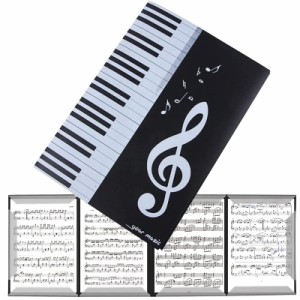 楽譜ファイル A4サイズ 6枚収納可 4ページ展開 書き込みできる 譜面ファイル 楽譜ホルダー 見開き 反射防止 カバー ピアノ 電子ピアノ ア
