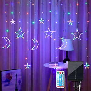 イルミネーションライト LED 星 月 ストリングライト リモコン式 星月ク リ ス マ ス 飾り ライト 太陽光発電 138球スターライト ストリ