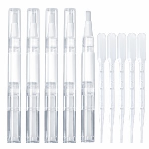 ツイストペン 容器 5本入り 3ml 回転式 透明 コスメ用詰替え メイク容器 【スポイト付き】化粧品 ネイルオイル 香水 リップグロス チュー