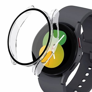 AiMaoo Samsung Galaxy Watch 5 40mm 対応 ケース 強化ガラスフィルム 保護 カバー 硬質ポリPC素材 一体化 耐衝撃 傷防止 変色防止 全面