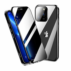 覗き見防止 i Phone 14 Pro ケース 前後 両面 ガラス マグネット式+ 新技術 安全ロック アルミ バンパー レンズ保護カバー 360°全面保護