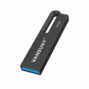 Vansuny USBメモリ 64GB USB 3.0 フラッシュドライブ 高速 金属製 防水 USBメモリー64ギガ 大容量 Windows PCに対応(黒)