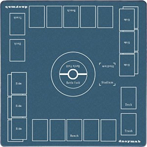 Dnoymab フルサイズ プレイマット カードゲーム 厚さ3mm ラバー プレイマット 2人用 滑り止め 収納バッグ き 60×60cm （紺）