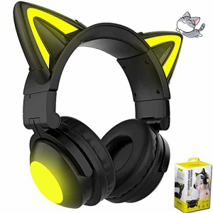GHDVOP ヘッドホン Bluetooth5.0 猫耳ヘッドホン 猫耳イヤホン 可愛い ゲーミングヘッドセット 有線/無線両用 伸縮式 折り畳み式 マイク