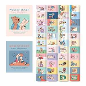 モノライク ワウ ステッカー ハッピーアンドラッキー Ver.1 + Ver.2 Wow Sticker Happy and Lucky Ver.1 + Ver.2 Set - 可愛いステッカー