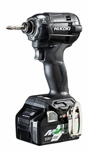 HiKOKI(ハイコーキ) 18V 充電式 インパクトドライバー 最大締付トルク180N・m ストロングブラック マルチボルト畜電池×2個、充電器、ケ