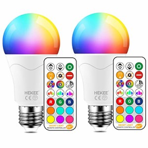 HEKEE LED電球 口金直径26mm 電球色2700K, 100形相当 1200LM リモコン 変更電球 RGB + E26 (2個セット)