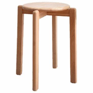 WOMLEX スツール 木製 北欧 おしゃれ 椅子 丸・四角 積み重ね可能 収納 ウォールナット (丸型, ナチュラル)