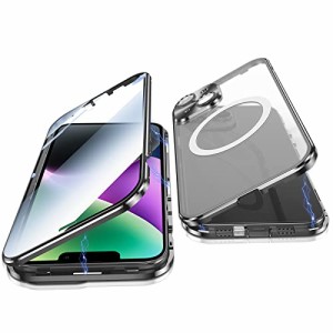 Jonwelsy 携帯電話 ケース i Phone 14 6.1 インチ 用 360度前面 強化ガラス 背面 Magsafe対応 マグネット搭載 磁気吸着 金属フレーム カ