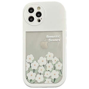 2in1 iphone14 ケース おしゃれ 韓国 可愛い 花 クリア 透明 ホワイト スマホケース スマホカバー あいふぉん14 ケース 薄型 レンズ保護 