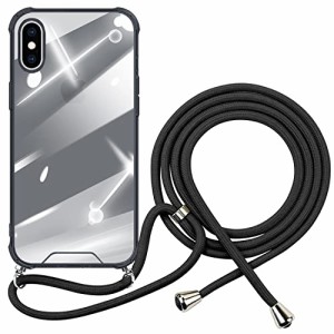 i Phone XS Max ケース クリア ネック ショルダー ストラップ付き 首掛け スマホ 肩掛け 調節可能なショルダー 紐付き 斜めがけ 織りスト