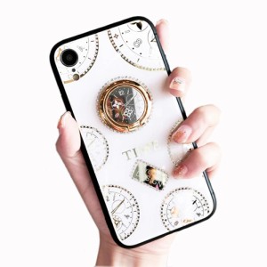 i Phone 14 ケース リング付き 可愛い 時計柄 i Phone 14 ケース リング キラキラ 懐中時計デザイン スマホケース【Sakanana】アイフォン