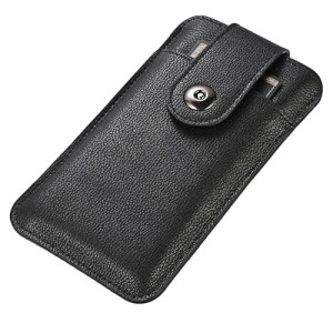 スマホポーチ 薄型, YODIMDA 携帯ケース 収納 保護袋 軽量 携帯腰ケース対応 i Phone15,15 Pro, i Phone 14 Pro用ス リーブケース ベルト