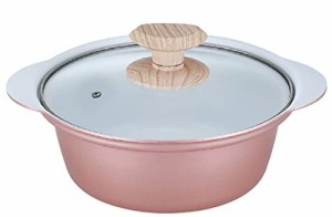 カクセー(Kakusee) 食卓鍋 18cm 1~2人用 白 ピンク 焦げつきにくい セラミックコーティング ガラス蓋付き ガスコンロ IH対応 Nerine NE-0